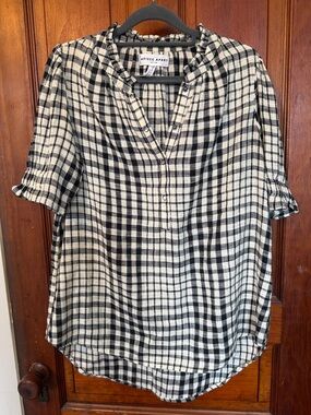 Apiece Apart NY Black & Off White 100% Cotton Oversized Top Blouse sz S